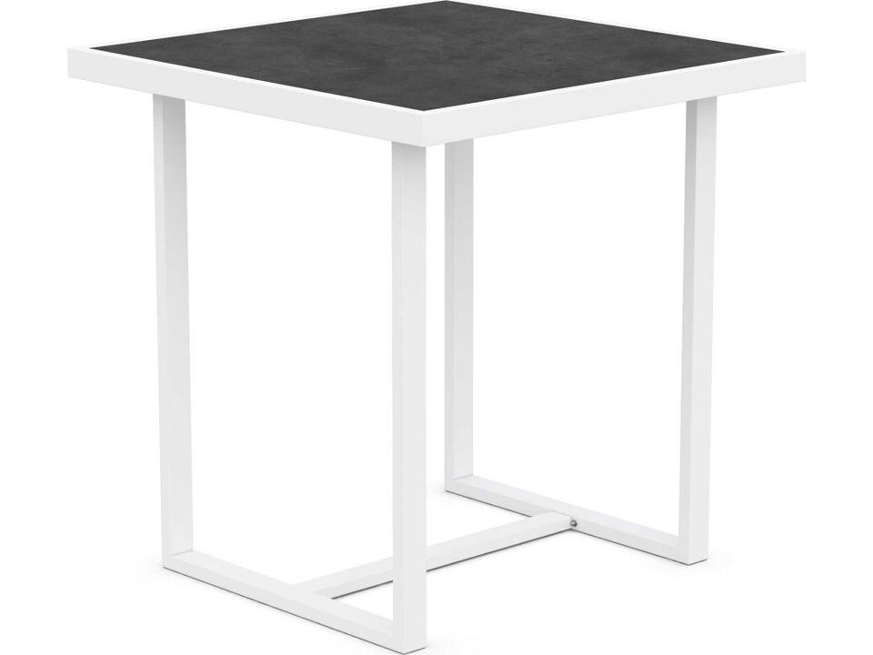 Pavia Square Aluminum Counter Table with Dekton Top in Matte White