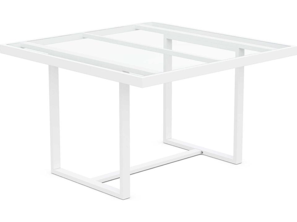 Pavia 48-Inch Square Dekton Dining Table with Matte White Aluminum Frame