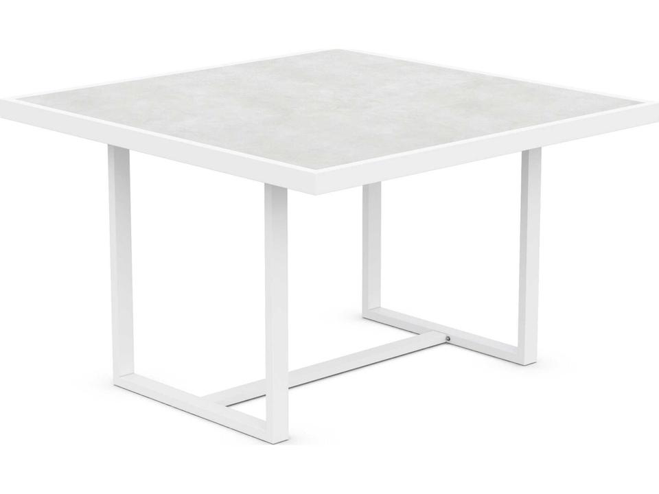 Pavia 48 Inch Square Aluminum Dining Table in Matte White