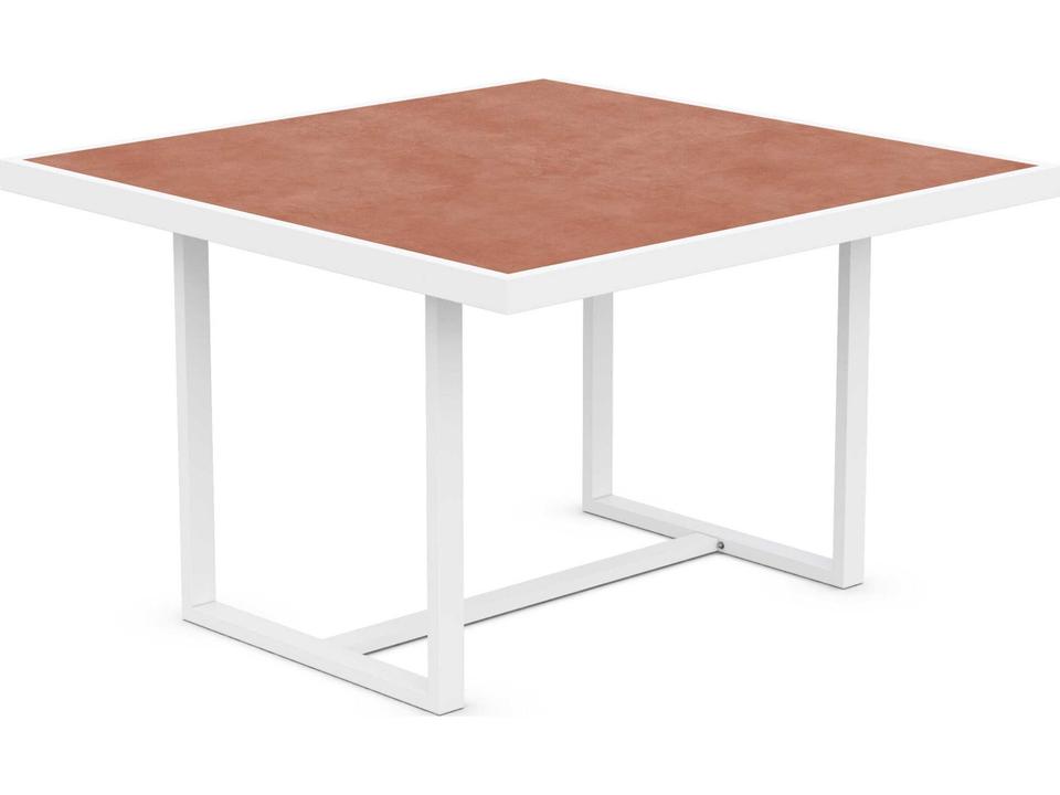 Pavia 48-Inch Square Aluminum Dining Table in Matte White