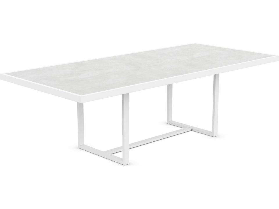 Pavia 96 Inch Matte White Aluminum Rectangular Dining Table