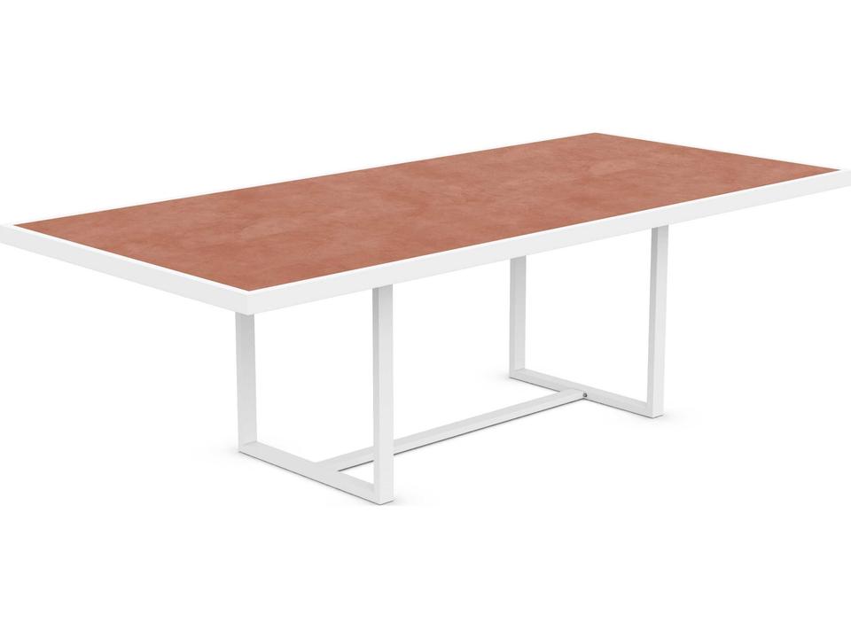 Pavia 96-Inch Rectangular Dining Table with Umber Dekton Top in Matte White