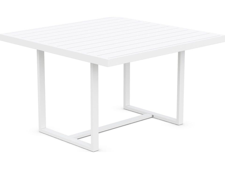 Pavia 48 Inch Square Aluminum Outdoor Dining Table in Matte White