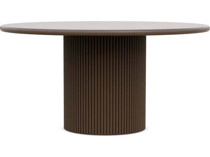 Palma 60-Inch Round Outdoor Dining Table in Matte Bronze Powder-Coated Aluminum
