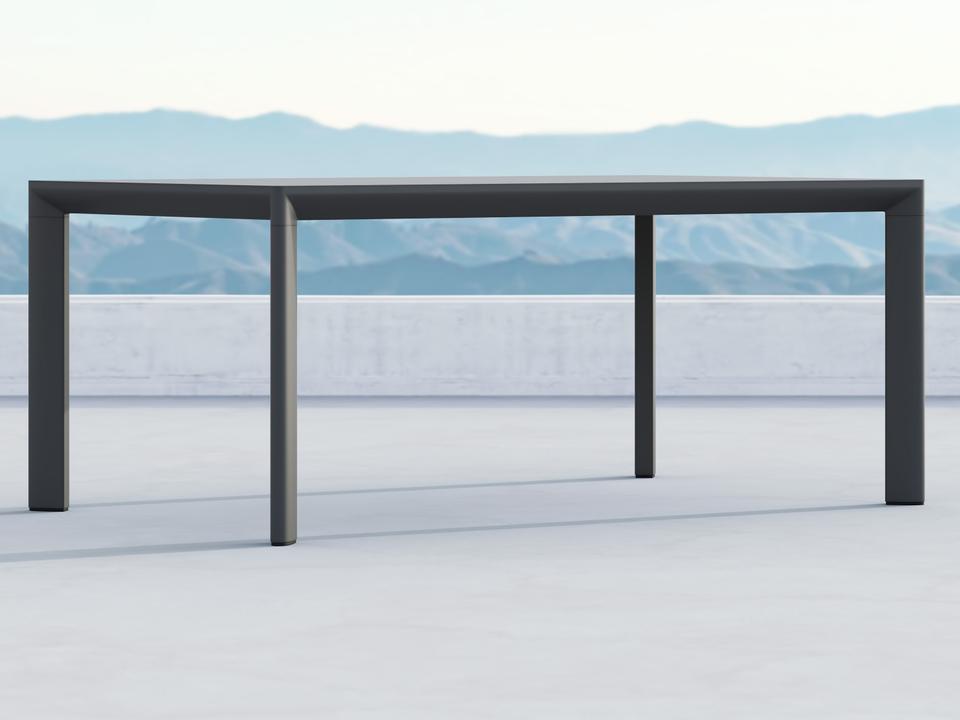 Porto Rectangular Aluminum Dining Table in Matte Charcoal