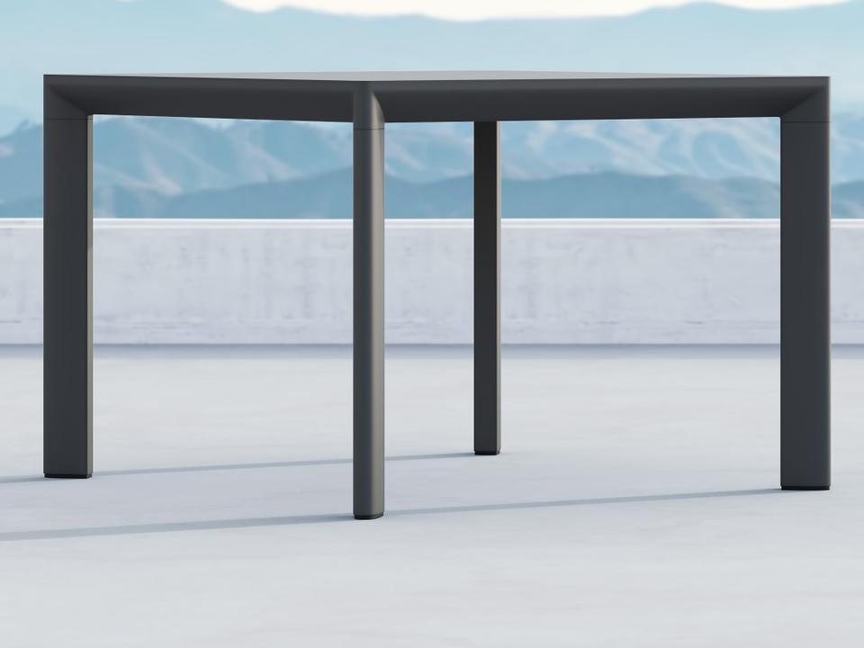 Porto 43-Inch Square Dining Table in Matte Charcoal Aluminum