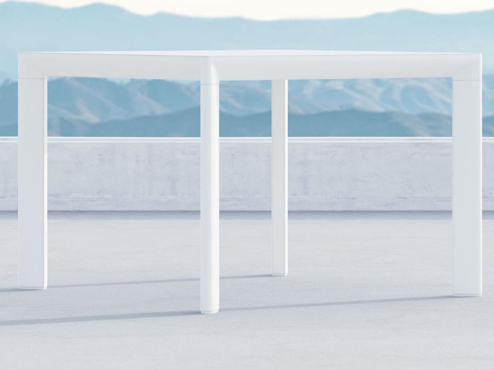 Porto 43-Inch Square Aluminum Dining Table in Matte White