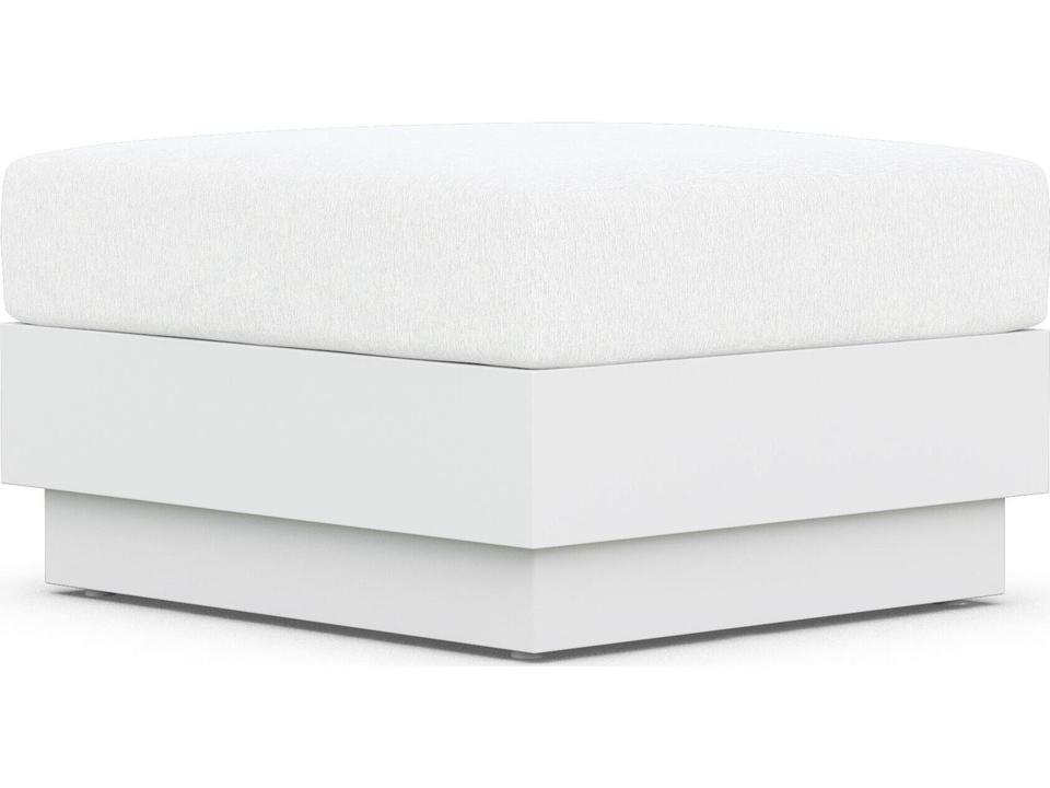 Porto Pearl Gray Rope Outdoor Ottoman with Cloud Cushion