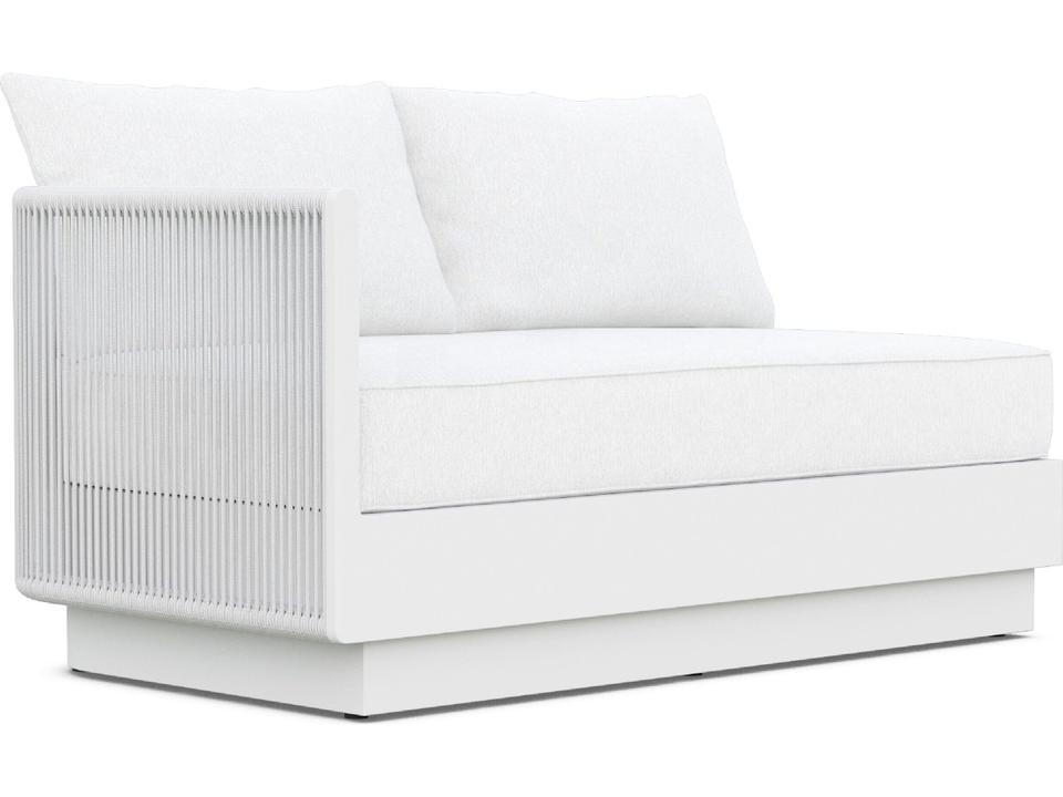 Porto Pearl Gray All-Weather Rope Right Arm Outdoor Sofa with Cloud Cushion