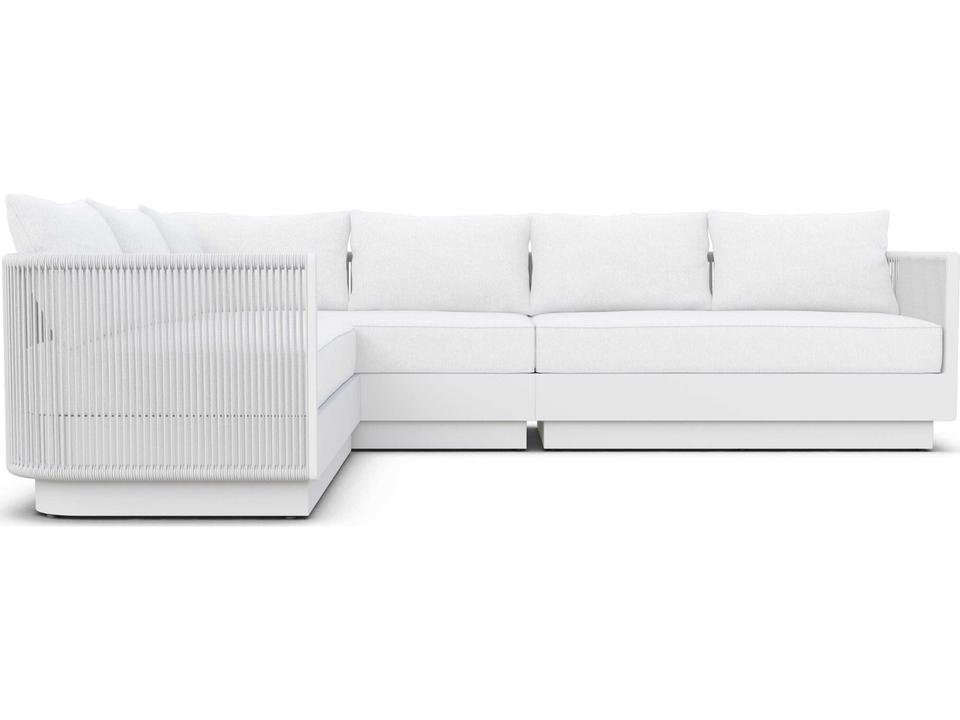 Porto Matte White Aluminum Left Arm Rope Sectional Sofa