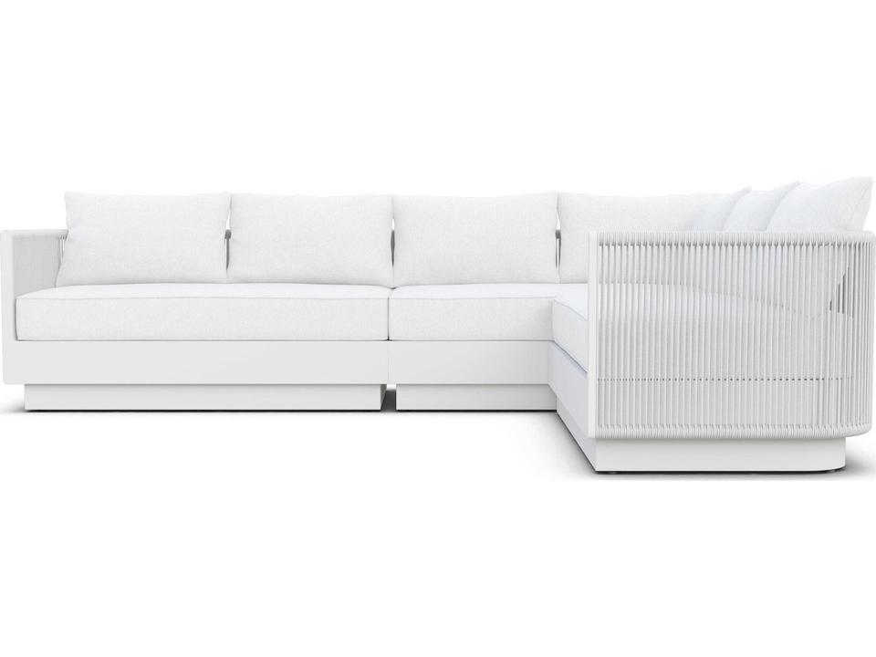 Porto Right Arm Sectional Sofa with Pearl Gray Rope and Cloud Cushion