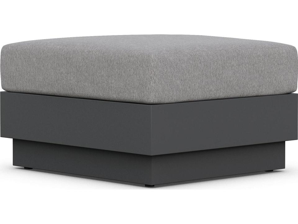 Porto Ash All-Weather Rope Outdoor Patio Ottoman with Fog Cushion