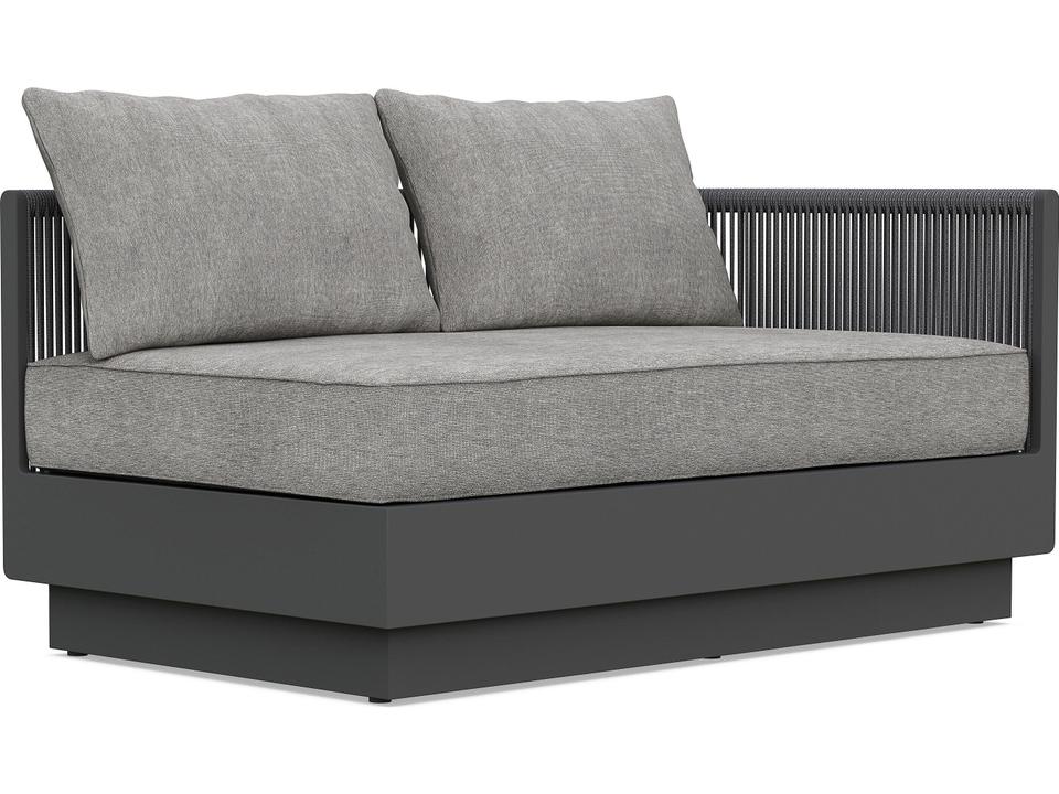Porto Ash All-Weather Rope Left Arm Patio Sofa with Fog Cushion