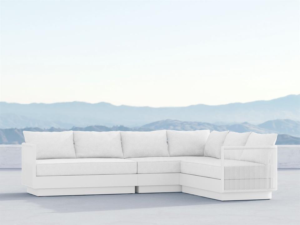 Porto Pearl Gray All-Weather Rope Sectional Outdoor Patio Lounge Set