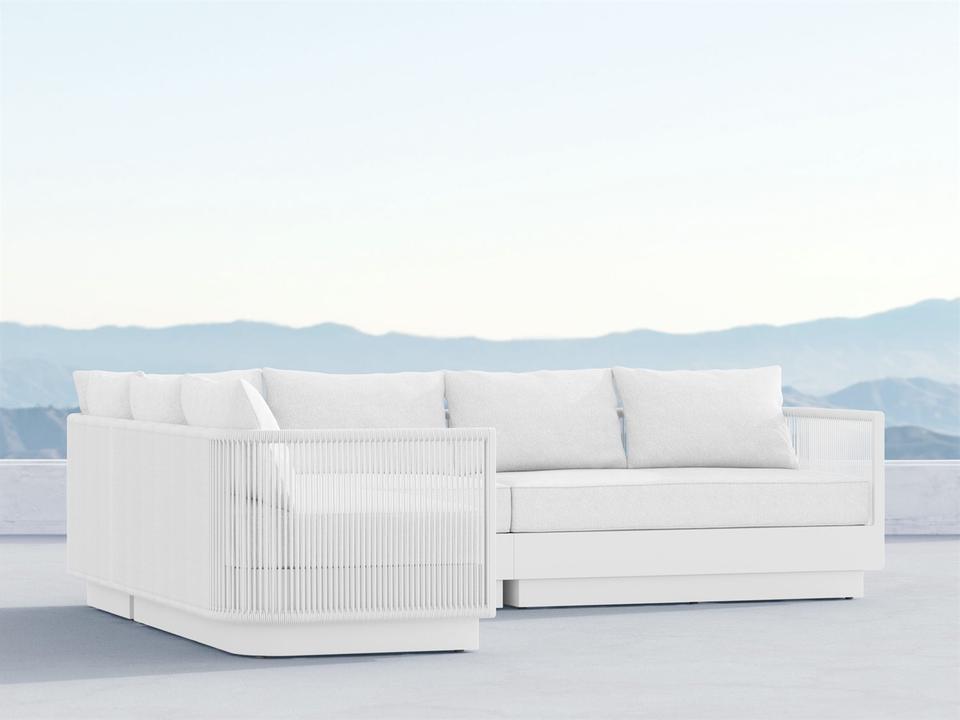 Porto Pearl Gray All-Weather Rope Sectional Patio Lounge Set