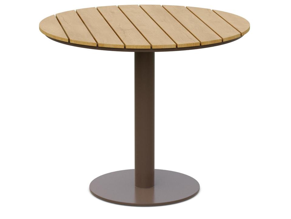 Leon 36-Inch Round Outdoor Dining Table with Alpine WeatherWood Top