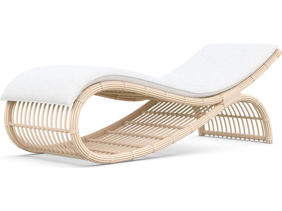 Paloma Wave Outdoor Chaise Lounge Almond Wicker
