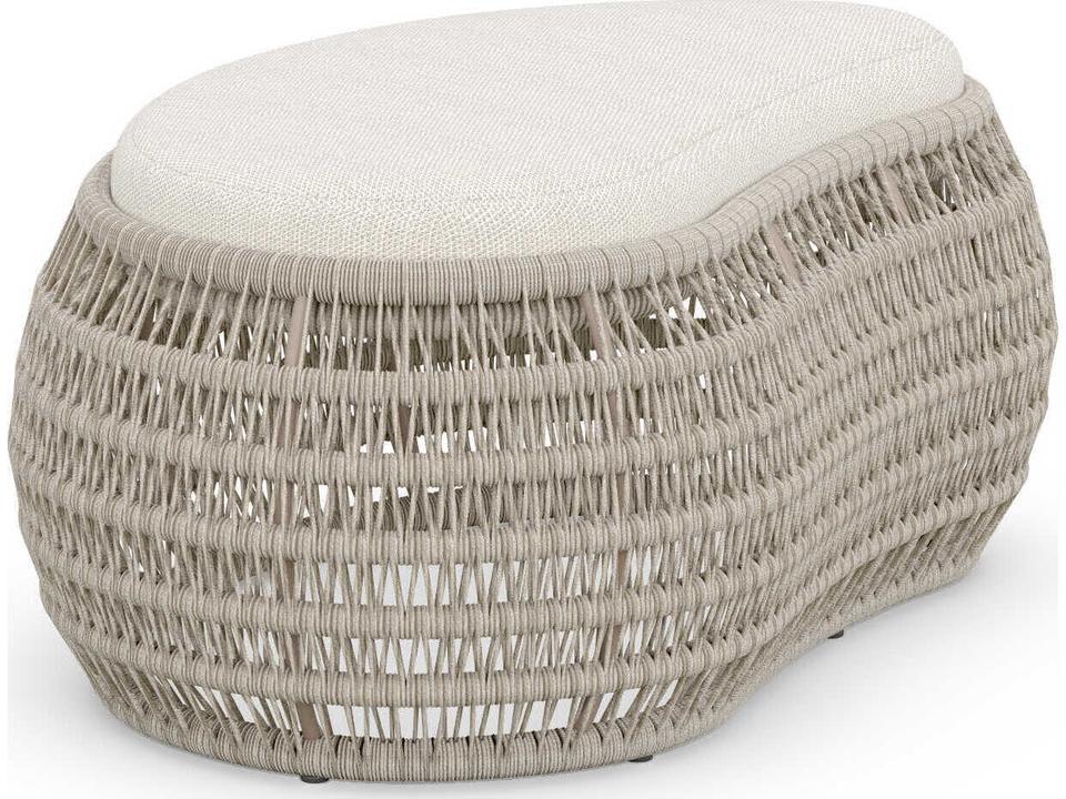 Sicily Outdoor Aluminum Cushion Ottoman in Cane Brown