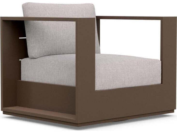 Sydney Swivel Club Chair with Fawn Cushion in Matte Bronze
