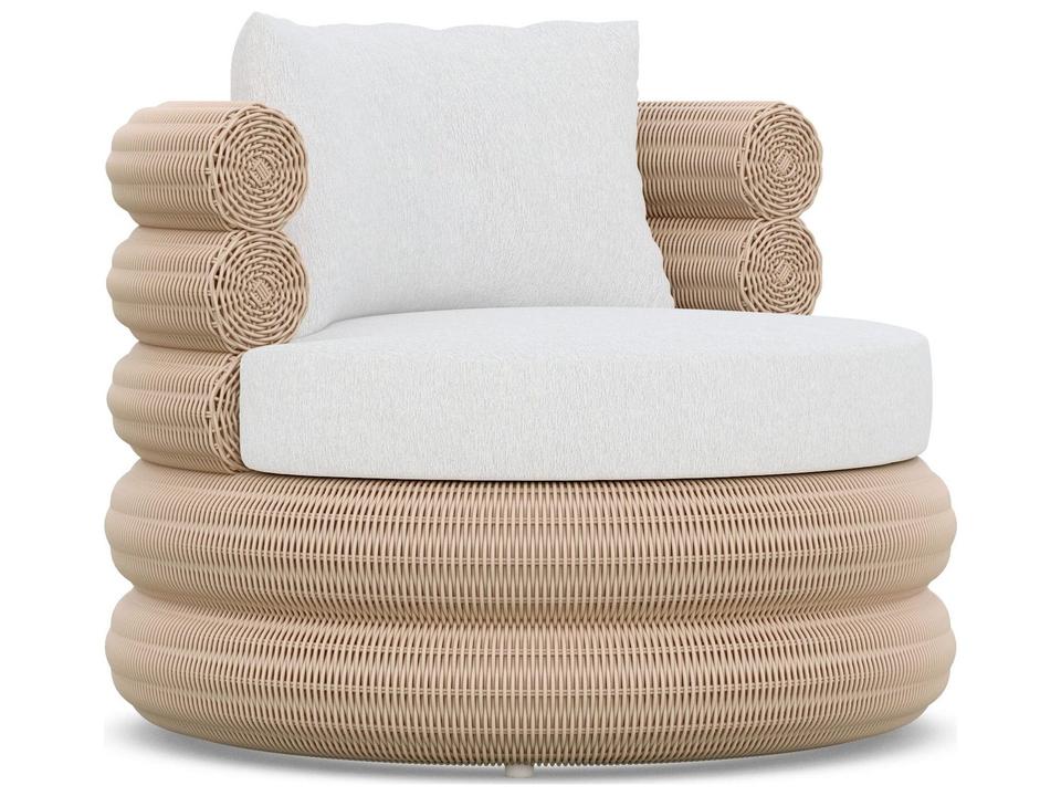 Texoma Almond All-Weather Wicker Outdoor Lounge Chair with Cloud Cushion
