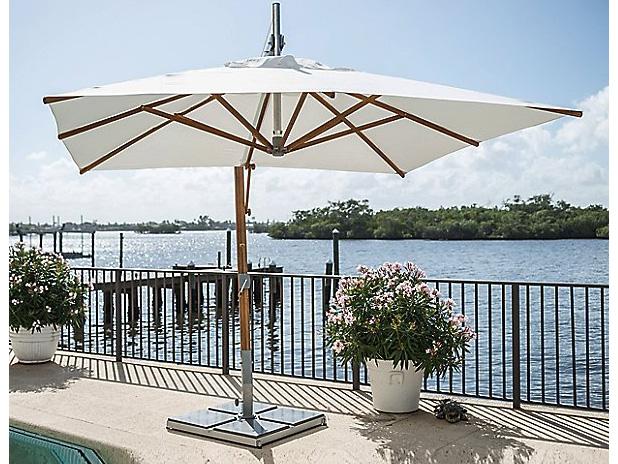 Sirocco 8.5 Square Side Wind Bamboo Cantilever Umbrella