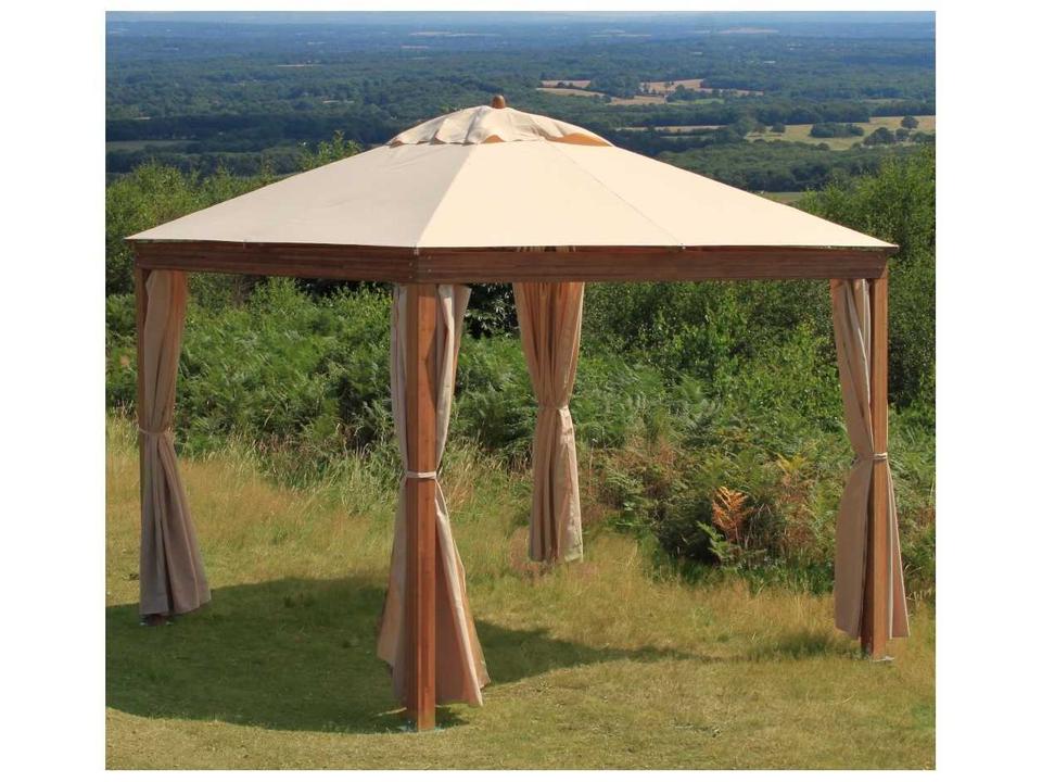 Alize 10 Foot Square Bamboo Pavilion with Drapes