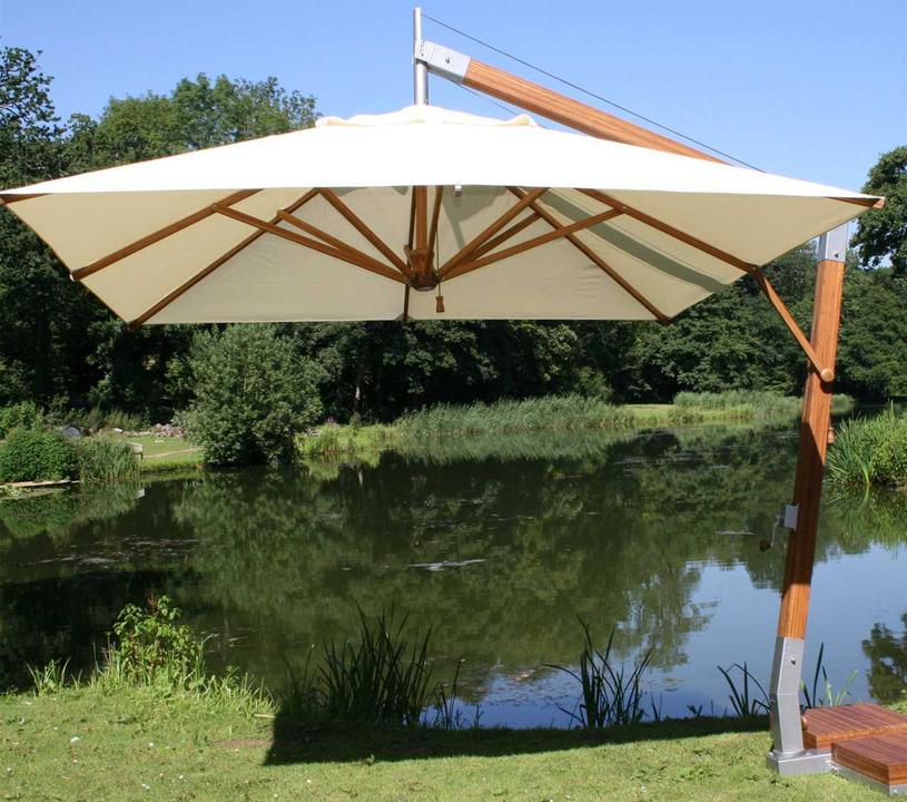 Levante Side Wind 10-Foot Square Bamboo Cantilever Outdoor Umbrella Spuncrylic