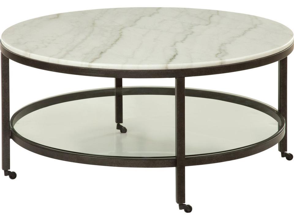Whitman Round Coffee Table in Bronze and Ivory Marble