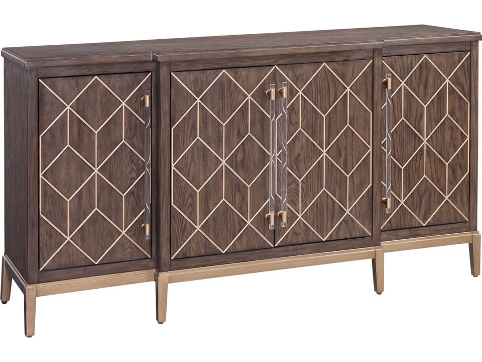 Perrine 68 Inch Brown Oak Server with Gold Accents