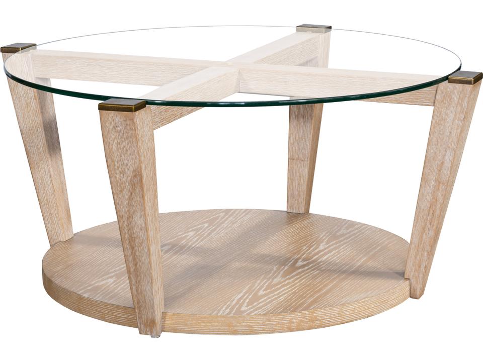 Dunes Round Glass Bleached Oak Coffee Table