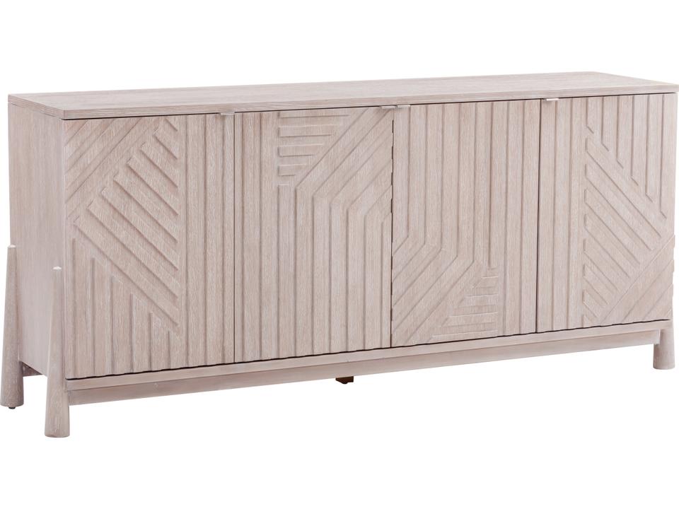 Horizons 74 Inch Cerused White Oak Server with Brushed Nickel Pulls