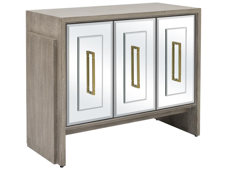 Lansing 3-Door Server with Mirrored Doors in Cerused Gray Oak