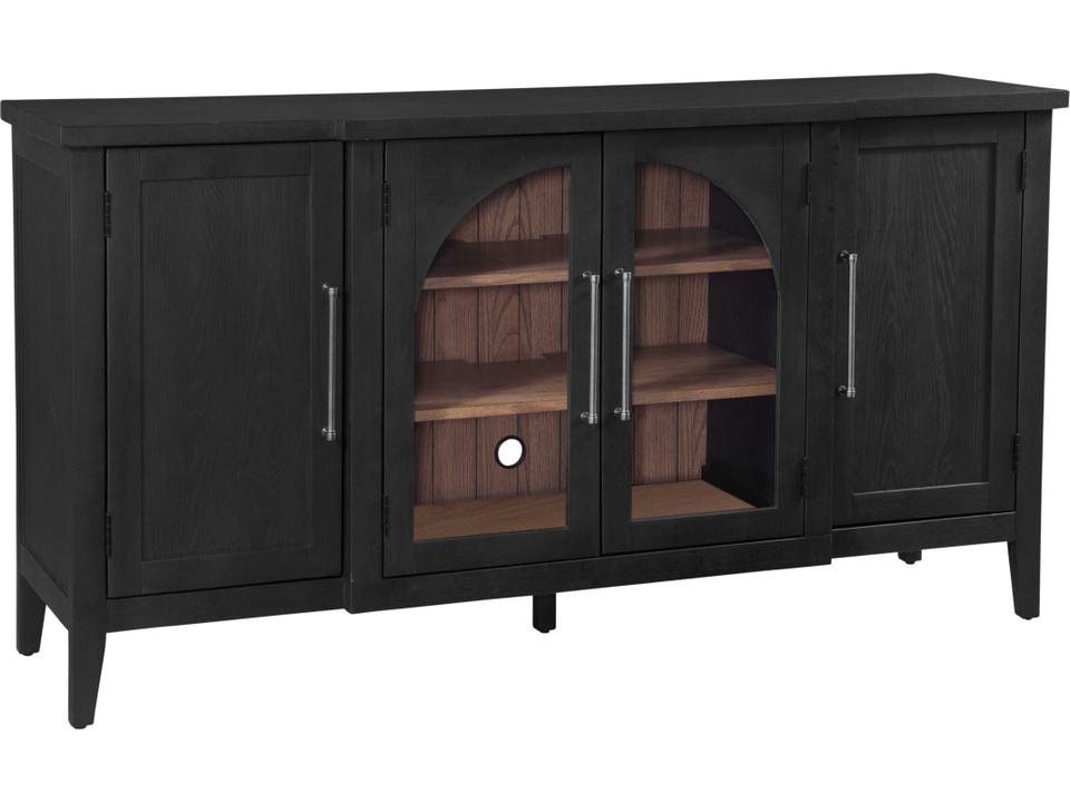 Fynn 68-Inch Mango Wood Sideboard in Matte Black and Light Natural Oak