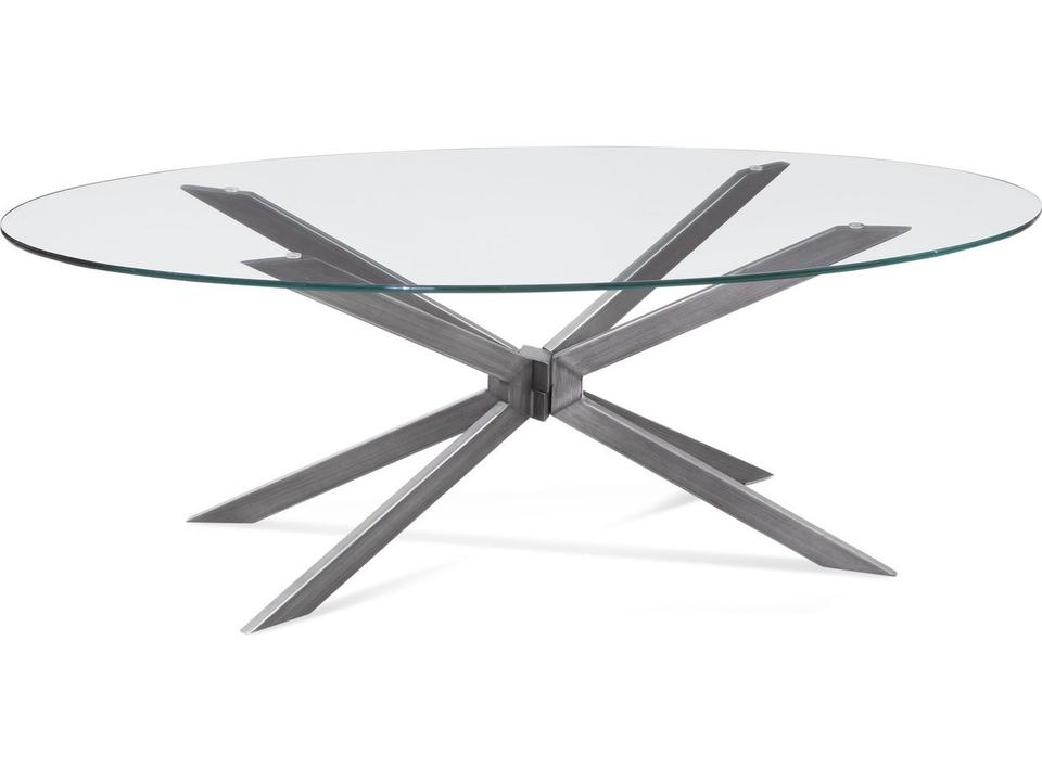 Deen Oval Glass Silver Coffee Table