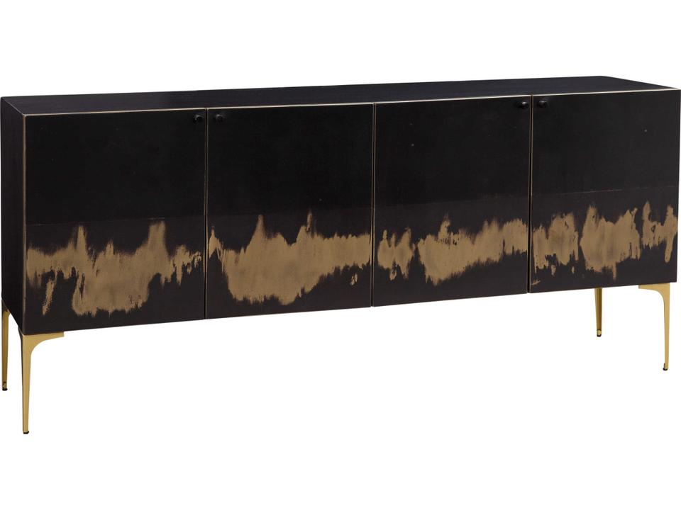 Kali Iron Buffet Sideboard with Four Doors and Brushed Gold Legs