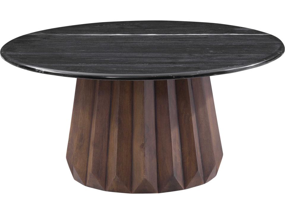Jennings Small Nesting Coffee Table with Black Marble Top and Brown Mango Wood Base