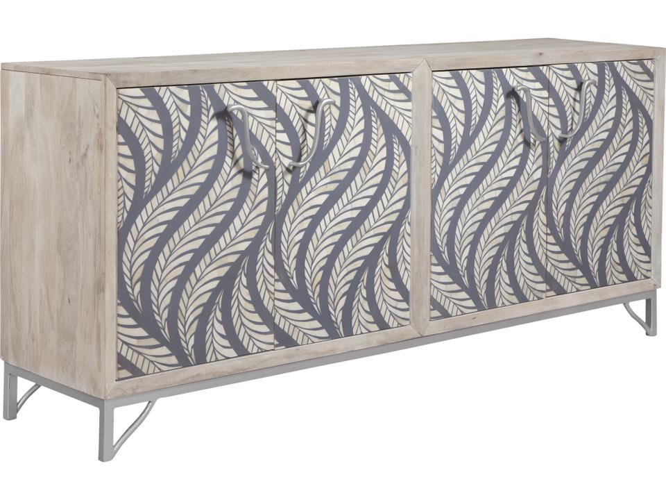 Company Leia Modern Server in Light Bleached Mango Wood and Bone Inlay