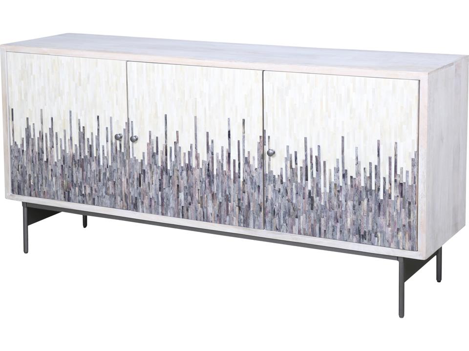 Zooey 3-Door Server with Bone Inlay in White Wash Mango