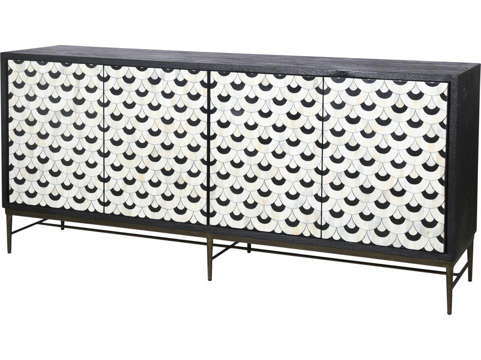 Klaus 70-Inch Mango Wood Black Sideboard with Bone Inlay