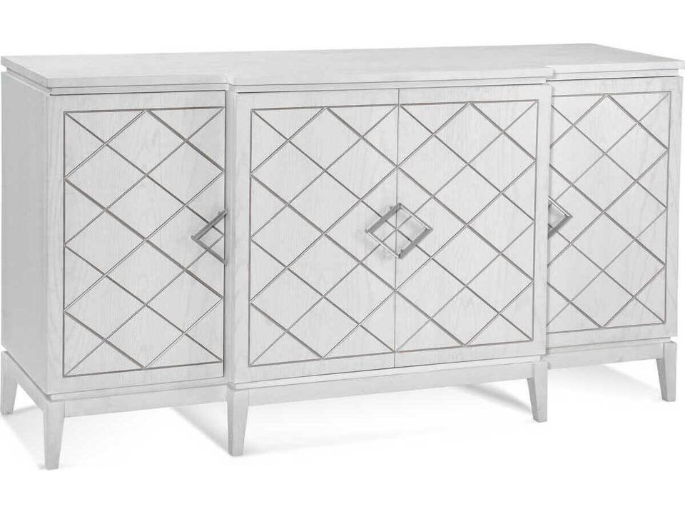 assett Mirror Farrow 68" Oak Wood White Silver Sideboar