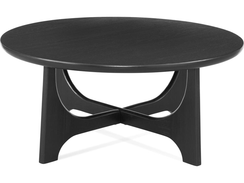 Dunnigan Round Coffee Table in Black Matte Stain