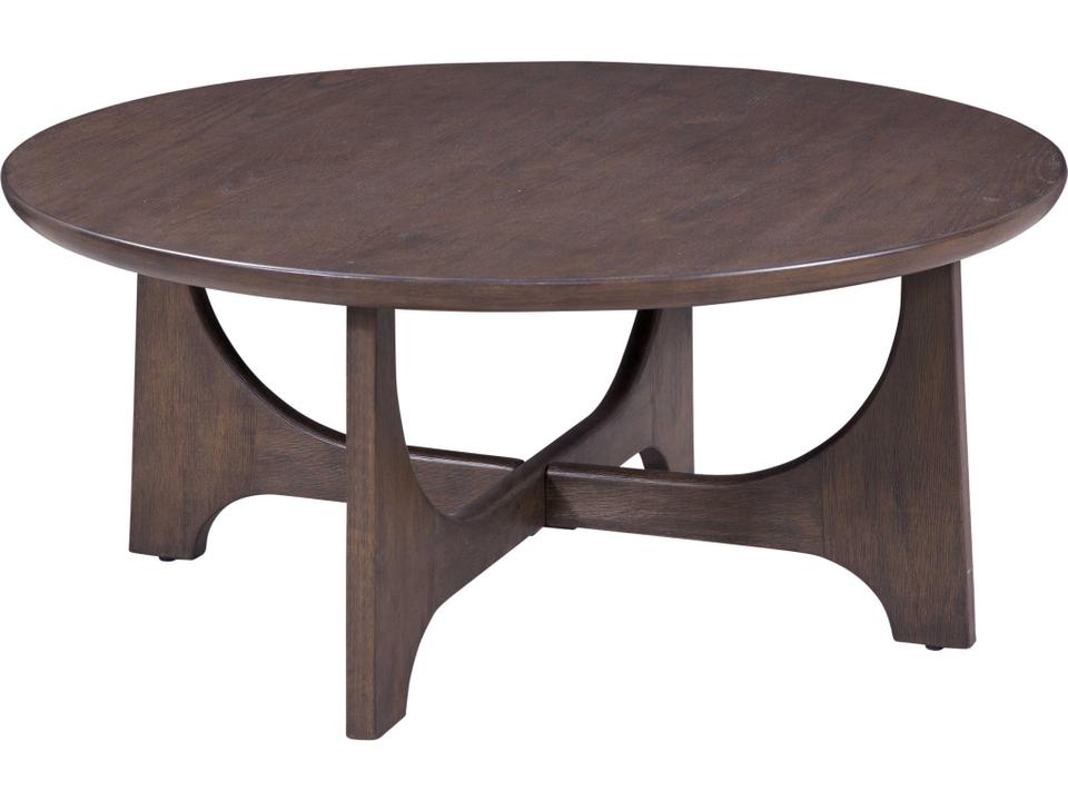 Dunnigan 40-Inch Round Coffee Table in Antique Brown Oak