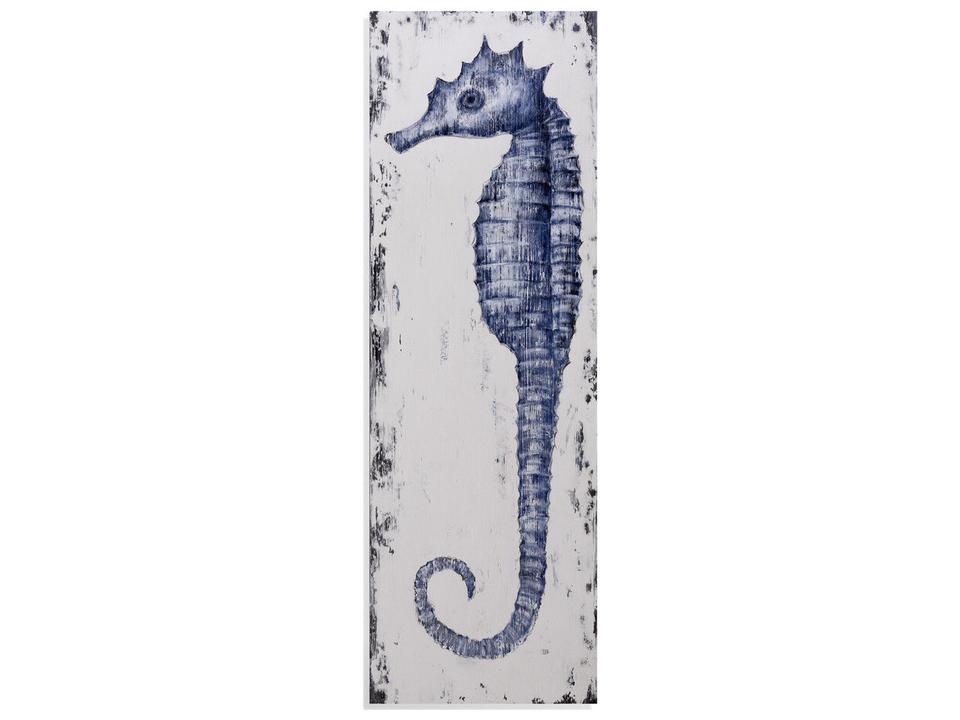 Sea Horse II Hand-Painted Wrapped Canvas Wall Art Blue and White