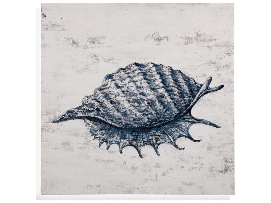 Shell I Blue Gallery Wrapped Canvas Wall Art