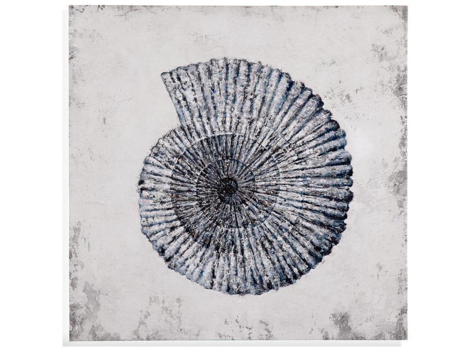 Shell II Hand Painted Canvas Wall Art in Blue