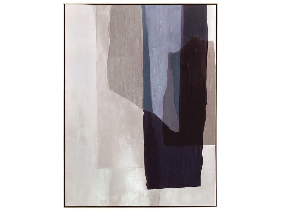 Salone Hand-Painted Abstract Framed Canvas Wall Art with Gold Molding