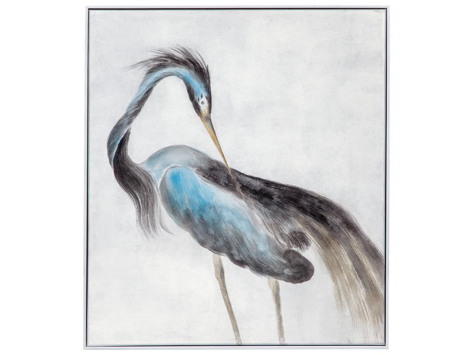 Louisiana Heron Framed Canvas Wall Art with White Frame