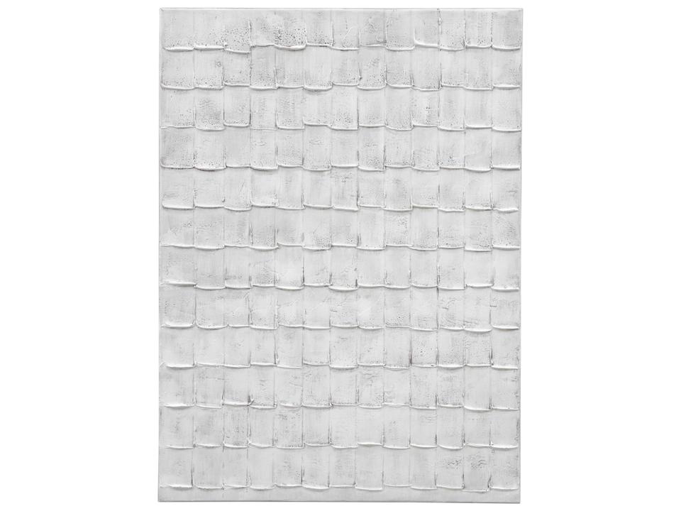 Linear Marks White Canvas Wall Art with 3D Textured Design