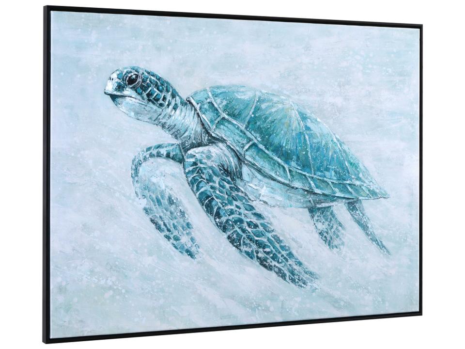 Kemps Bay Framed Canvas Wall Art in Black with Sea Turtle Design