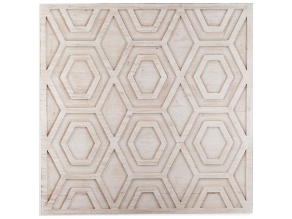 Geometric 3D Wall Art in White Washed Wood